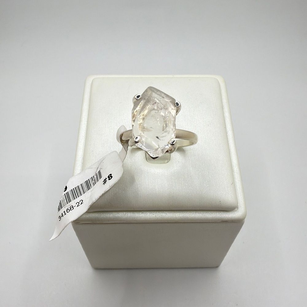 NWT 10x16mm Herkimer Diamond Quartz solitaire Sterling‎ silver ring!